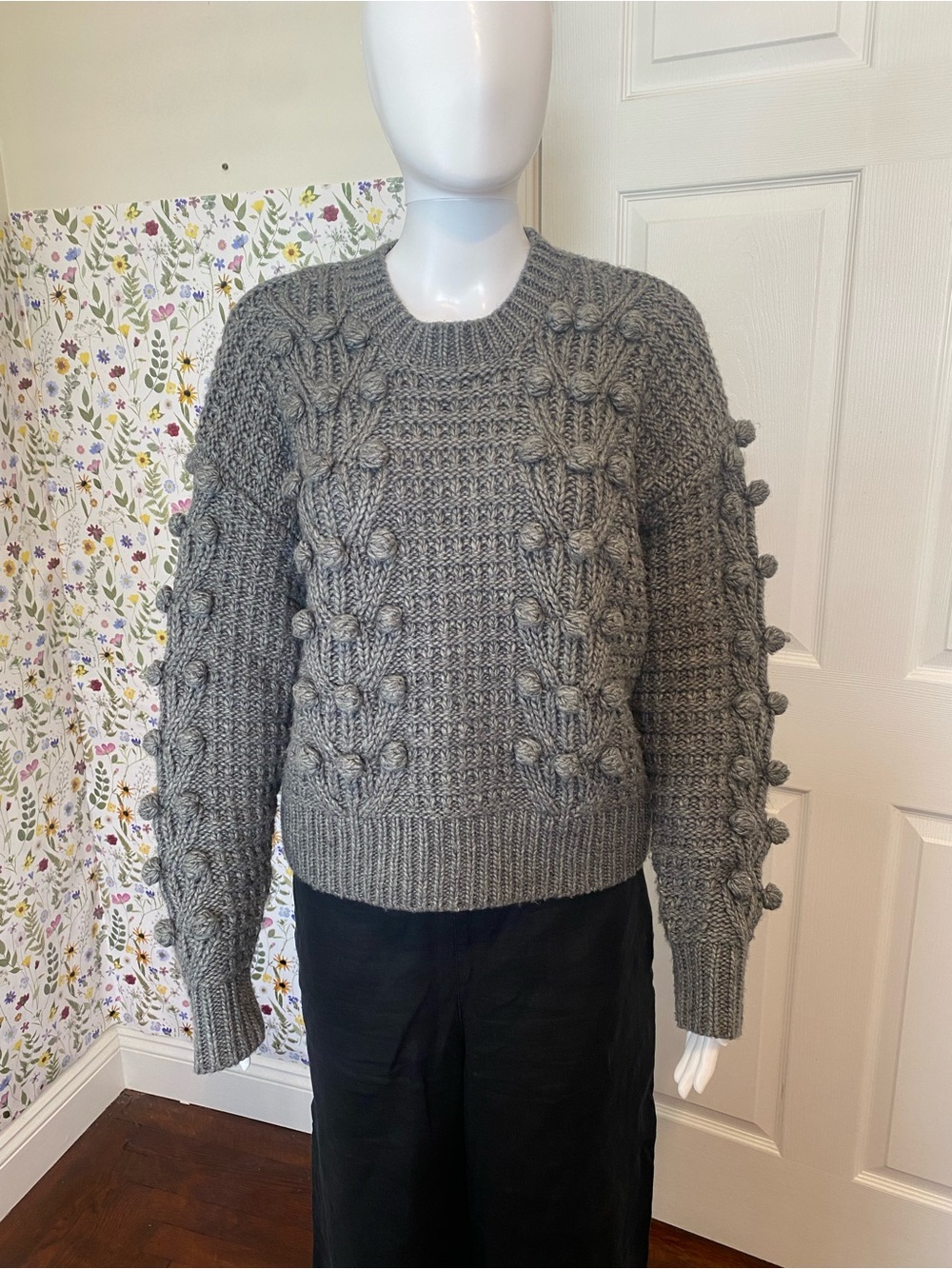 Knittmakers WMN’s Medium Chunky Grey Knit Popcorn Sweater